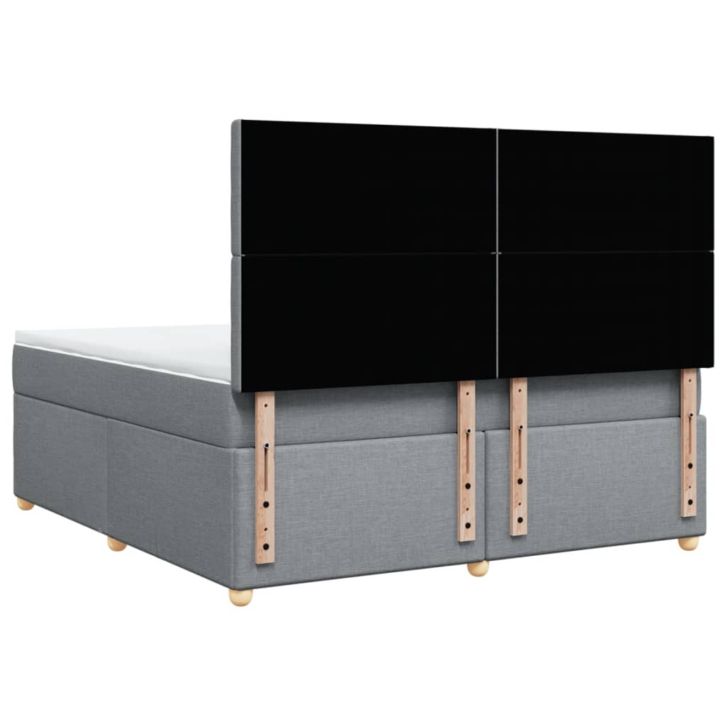 vidaXL Κρεβάτι Boxspring με Στρώμα Ανοιχτό Γκρι 180x200 εκ. Υφασμάτινο