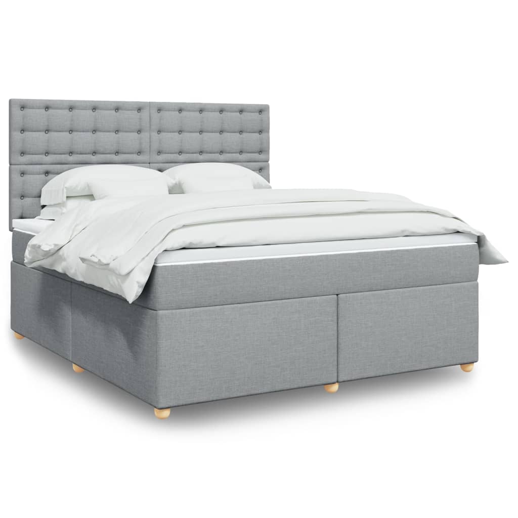 vidaXL Κρεβάτι Boxspring με Στρώμα Ανοιχτό Γκρι 180x200 εκ. Υφασμάτινο