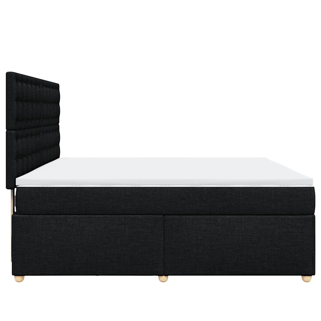 vidaXL Κρεβάτι Boxspring με Στρώμα Μαύρο 180x200 εκ. Υφασμάτινο