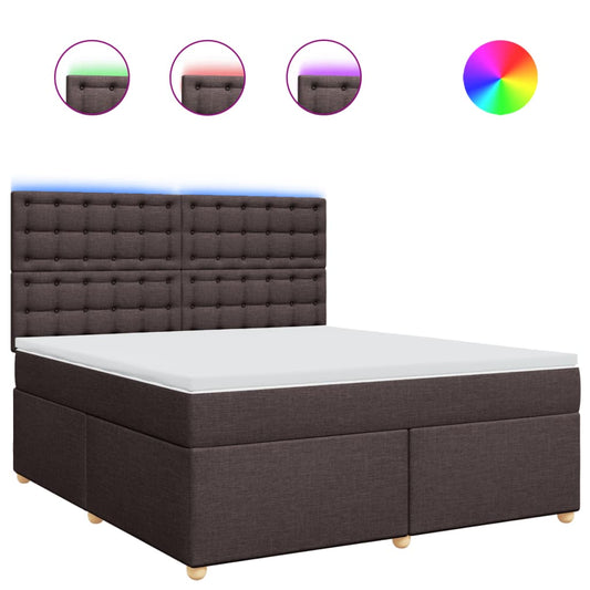 vidaXL Κρεβάτι Boxspring με Στρώμα Σκούρο Καφέ 180x200 εκ Υφασμάτινο
