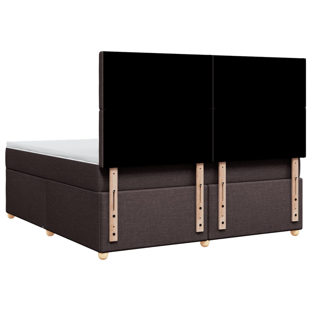 vidaXL Κρεβάτι Boxspring με Στρώμα Σκούρο Καφέ 180x200 εκ Υφασμάτινο