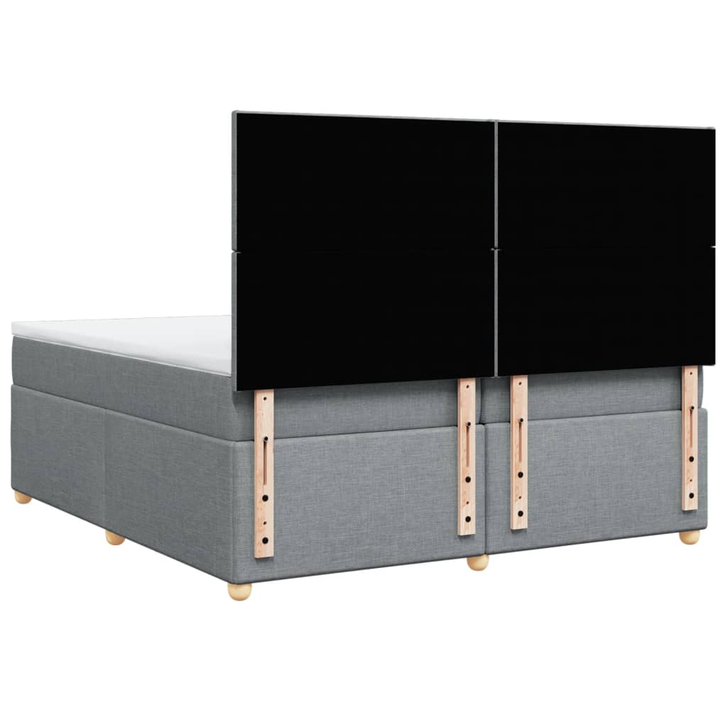 vidaXL Κρεβάτι Boxspring με Στρώμα Ανοιχτό Γκρι 200x200 εκ. Υφασμάτινο