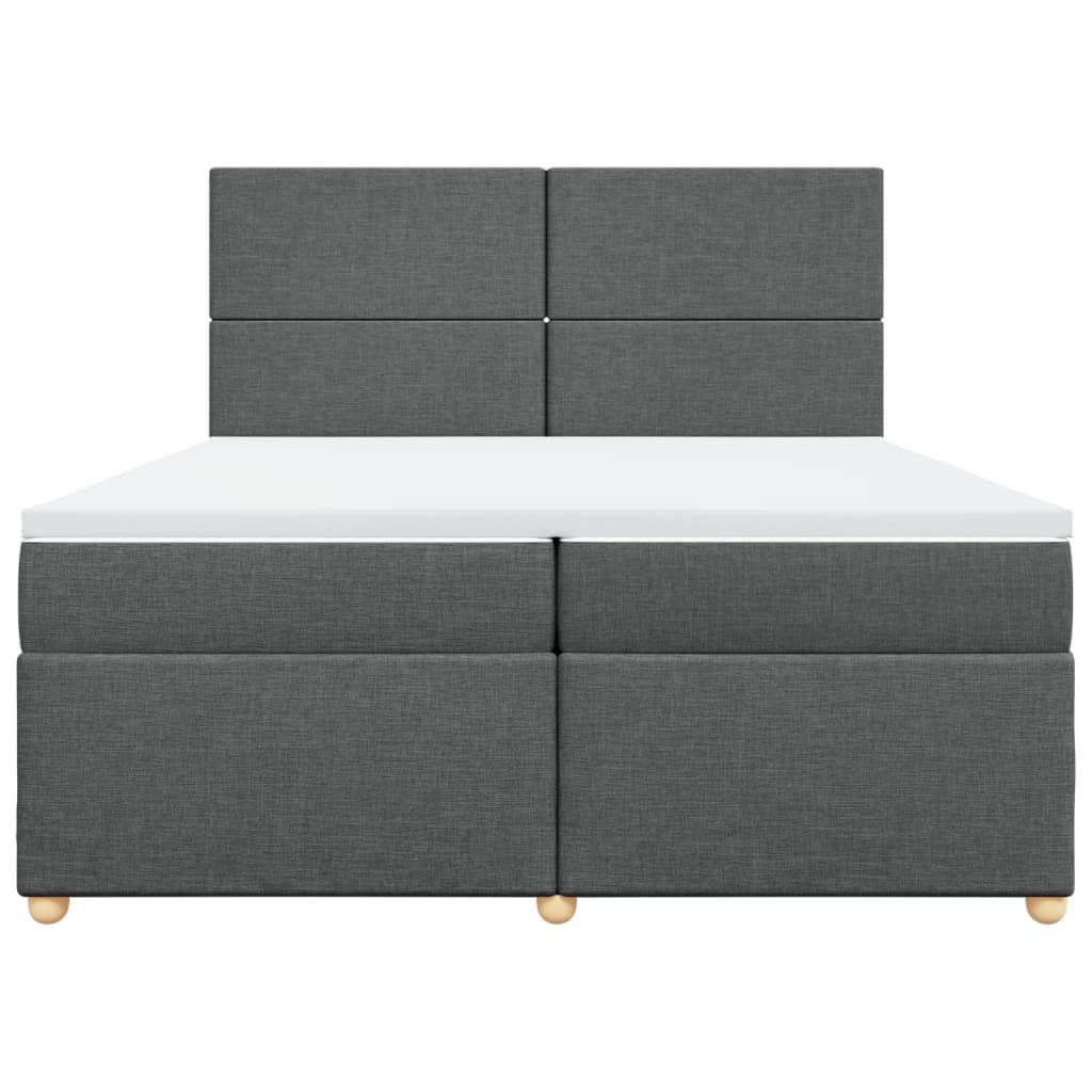 vidaXL Κρεβάτι Boxspring με Στρώμα Σκούρο Γκρι 200x200 εκ. Υφασμάτινο