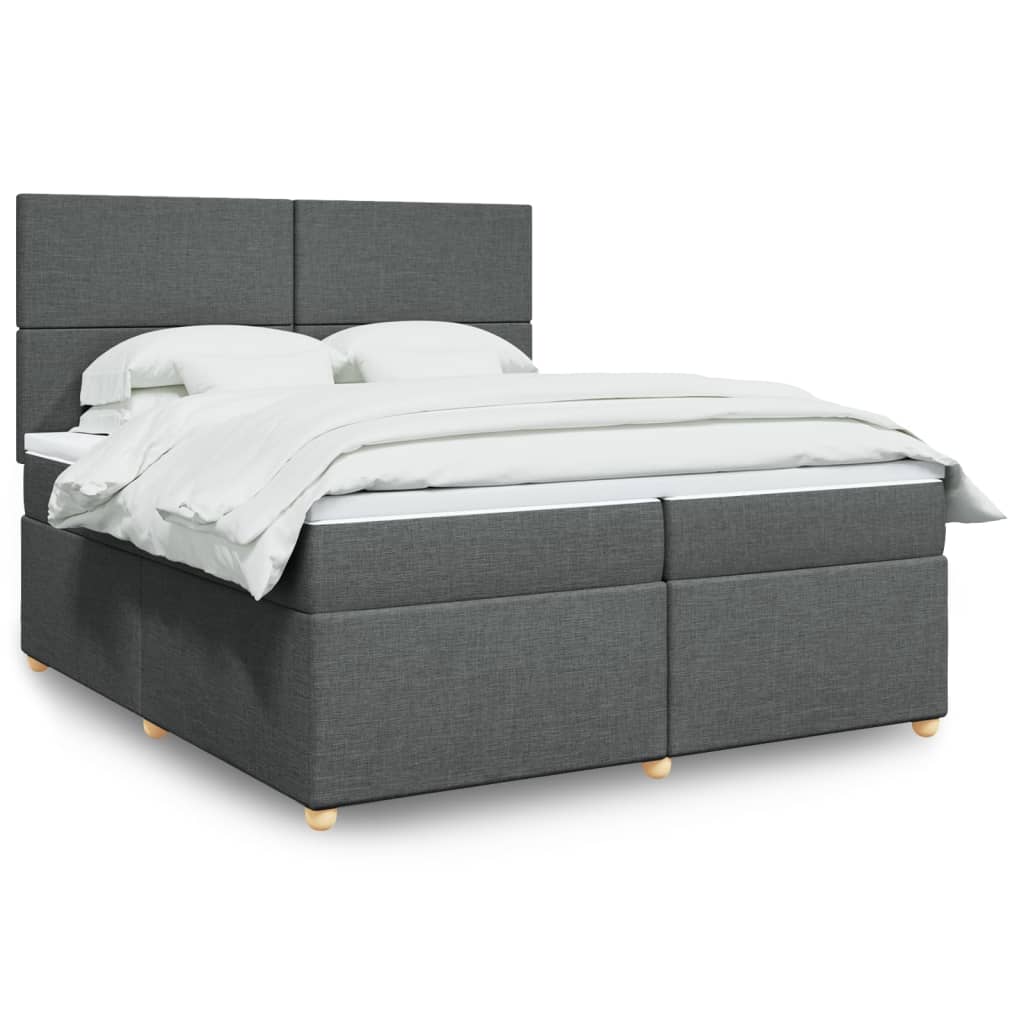 vidaXL Κρεβάτι Boxspring με Στρώμα Σκούρο Γκρι 200x200 εκ. Υφασμάτινο