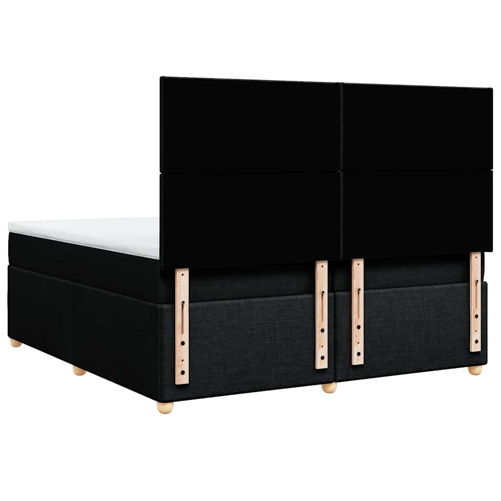 vidaXL Κρεβάτι Boxspring με Στρώμα Μαύρο 200x200 εκ. Υφασμάτινο