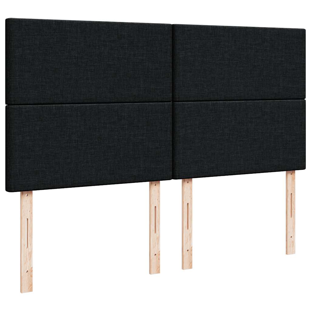 vidaXL Κρεβάτι Boxspring με Στρώμα Μαύρο 200x200 εκ. Υφασμάτινο