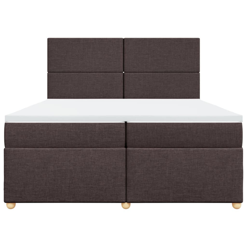 vidaXL Κρεβάτι Boxspring με Στρώμα Σκούρο Καφέ 200x200 εκ. Υφασμάτινο