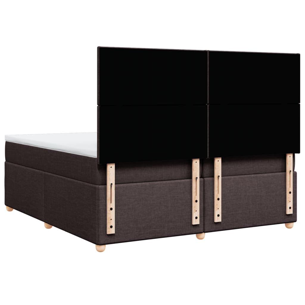 vidaXL Κρεβάτι Boxspring με Στρώμα Σκούρο Καφέ 200x200 εκ. Υφασμάτινο