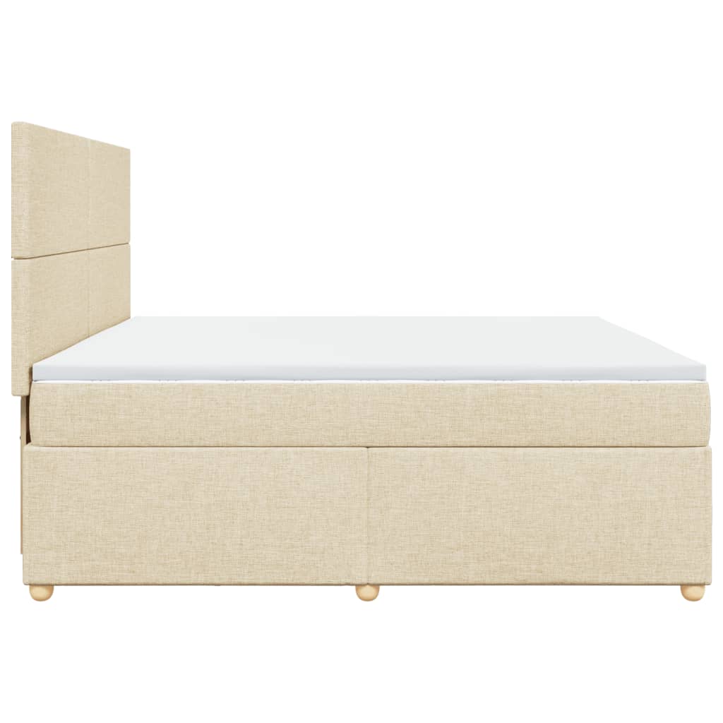 vidaXL Κρεβάτι Boxspring με Στρώμα Κρεμ 200x200 εκ. Υφασμάτινο