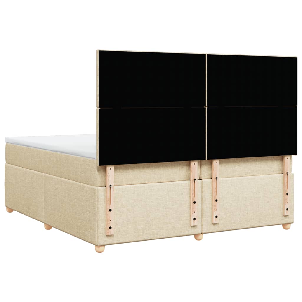 vidaXL Κρεβάτι Boxspring με Στρώμα Κρεμ 200x200 εκ. Υφασμάτινο