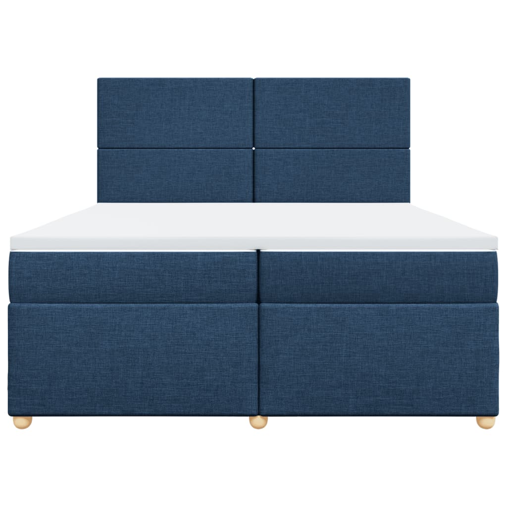vidaXL Κρεβάτι Boxspring με Στρώμα Μπλε 200x200 εκ. Υφασμάτινο