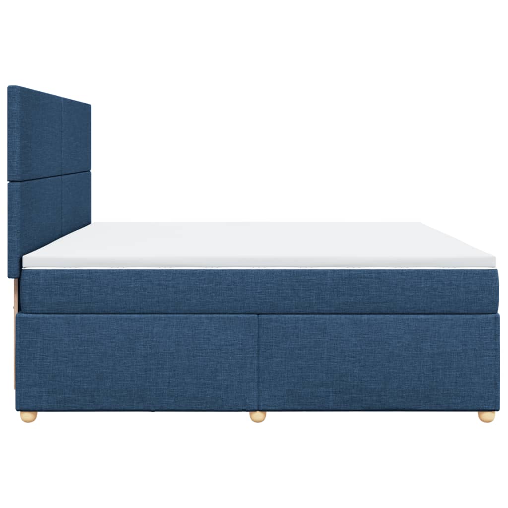 vidaXL Κρεβάτι Boxspring με Στρώμα Μπλε 200x200 εκ. Υφασμάτινο