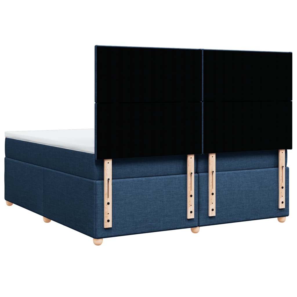 vidaXL Κρεβάτι Boxspring με Στρώμα Μπλε 200x200 εκ. Υφασμάτινο