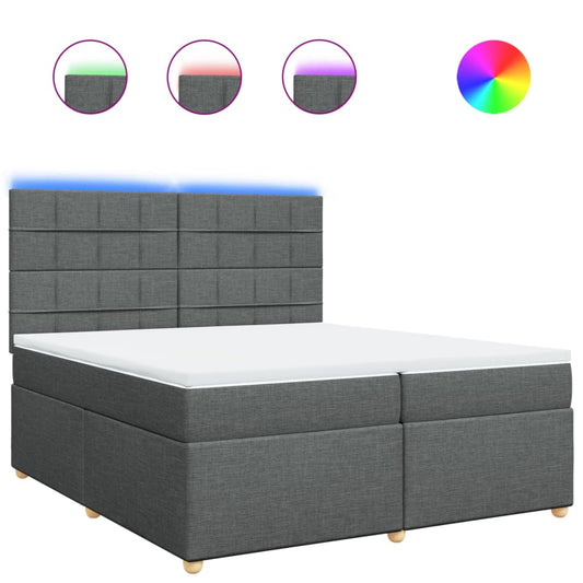 vidaXL Κρεβάτι Boxspring με Στρώμα Σκούρο Γκρι 200x200 εκ. Υφασμάτινο