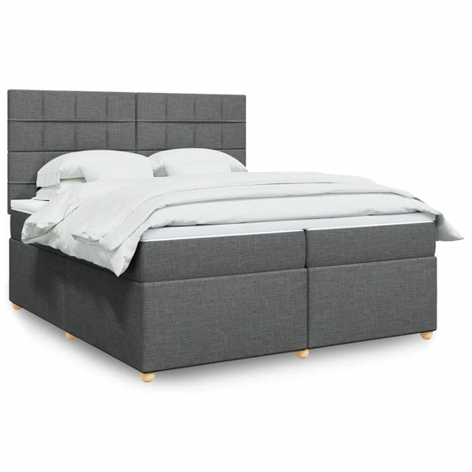 vidaXL Κρεβάτι Boxspring με Στρώμα Σκούρο Γκρι 200x200 εκ. Υφασμάτινο