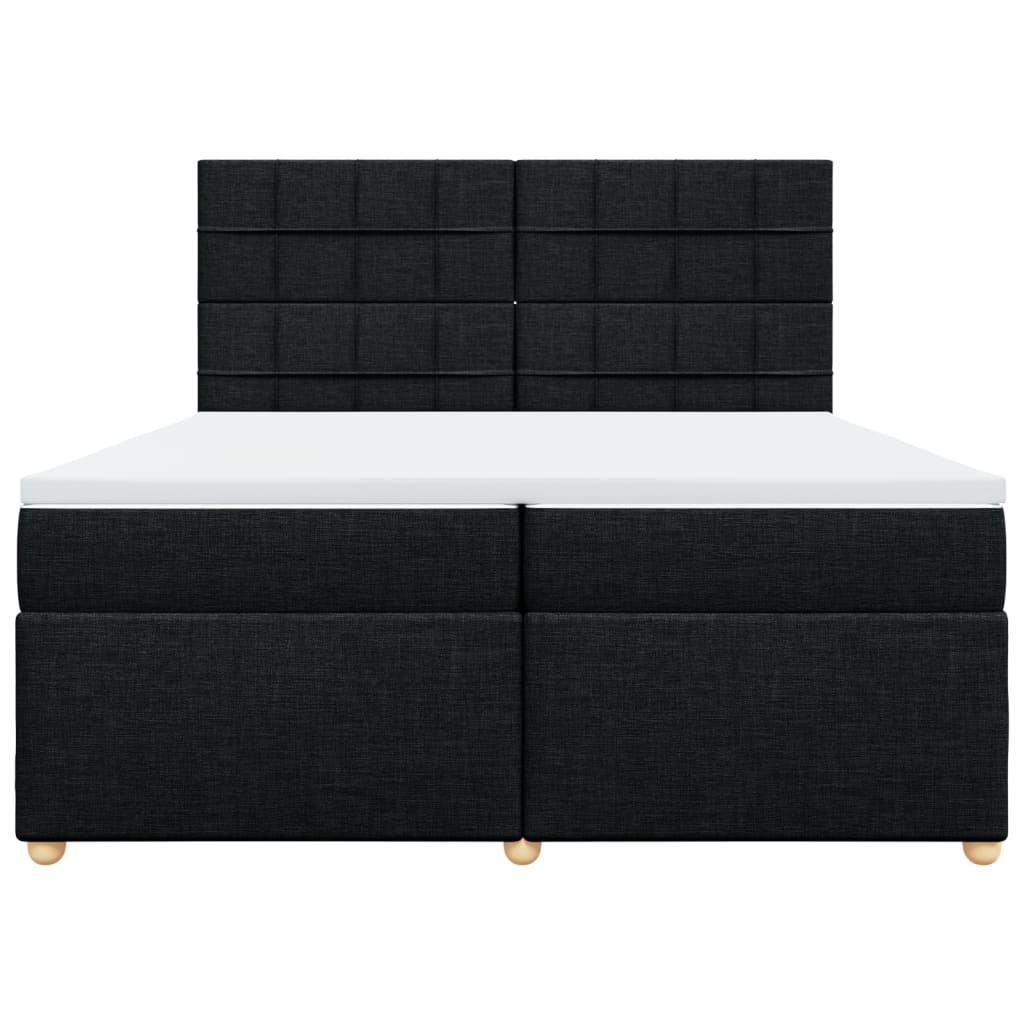 vidaXL Κρεβάτι Boxspring με Στρώμα Μαύρο 200x200 εκ. Υφασμάτινο