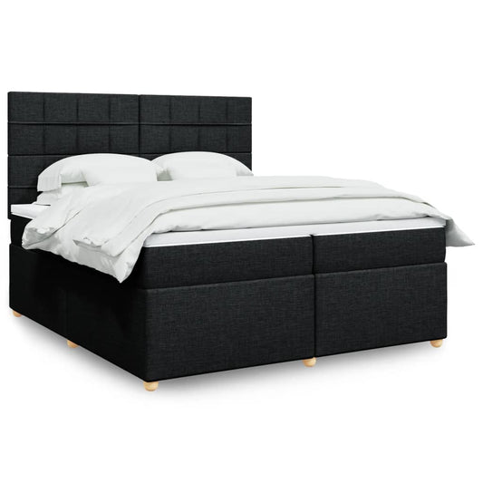 vidaXL Κρεβάτι Boxspring με Στρώμα Μαύρο 200x200 εκ. Υφασμάτινο
