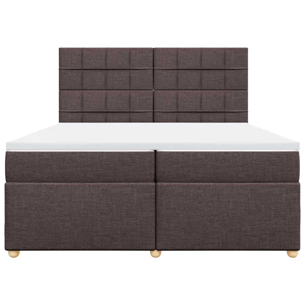 vidaXL Κρεβάτι Boxspring με Στρώμα Σκούρο Καφέ 200x200 εκ. Υφασμάτινο