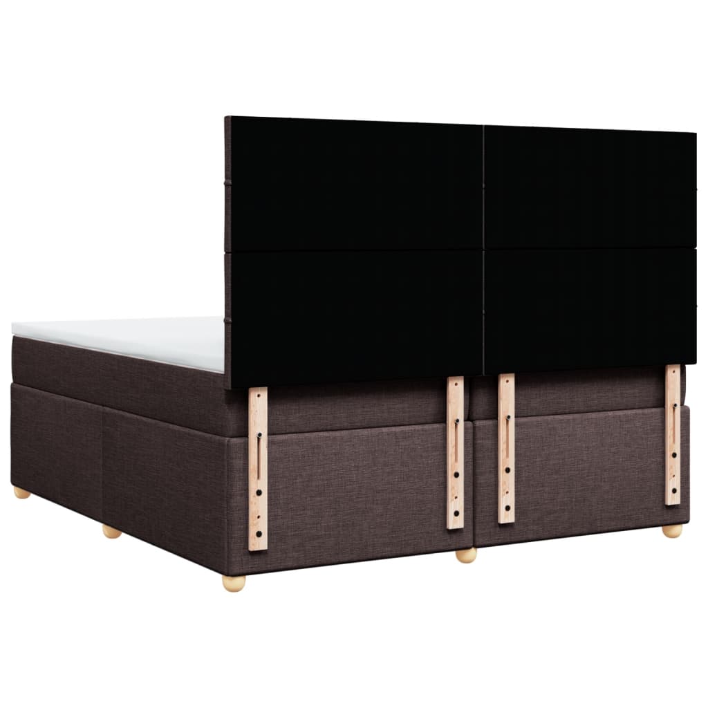 vidaXL Κρεβάτι Boxspring με Στρώμα Σκούρο Καφέ 200x200 εκ. Υφασμάτινο