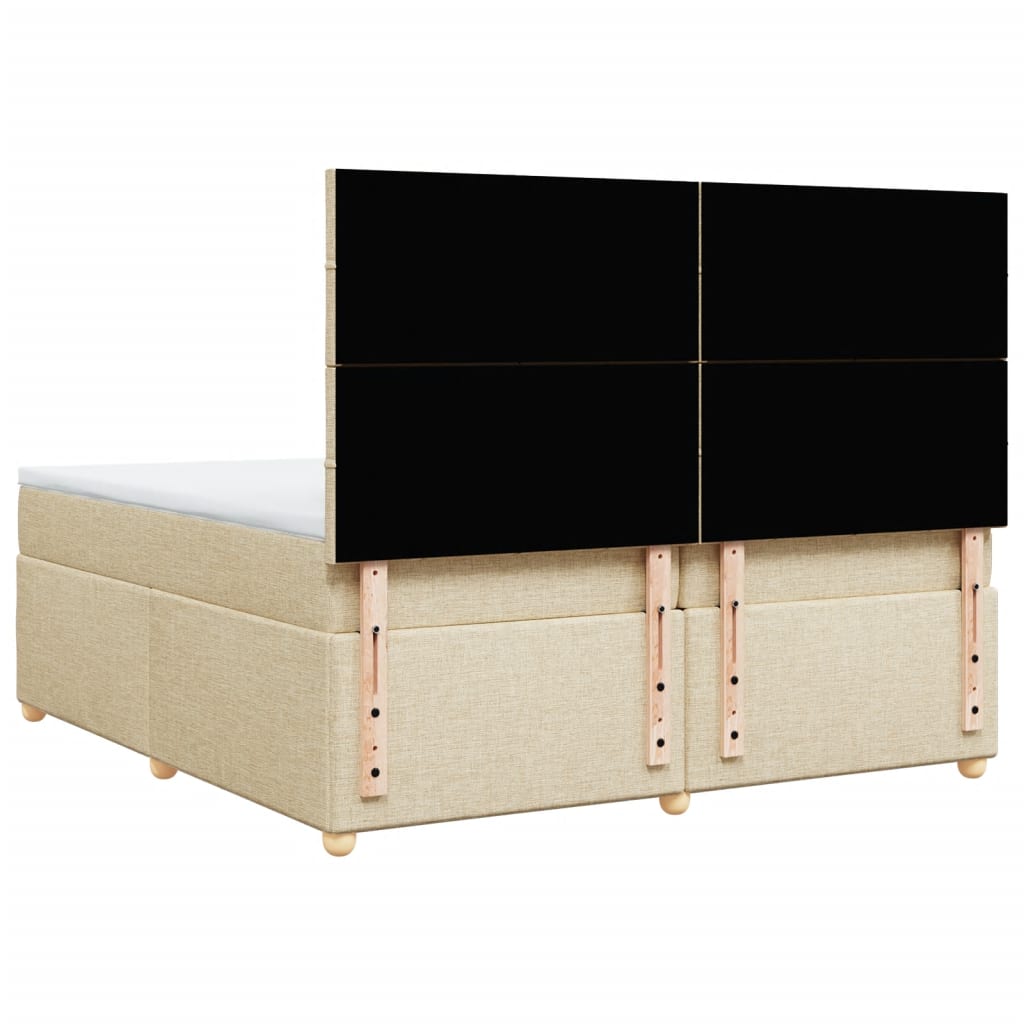 vidaXL Κρεβάτι Boxspring με Στρώμα Κρεμ 200x200 εκ. Υφασμάτινο