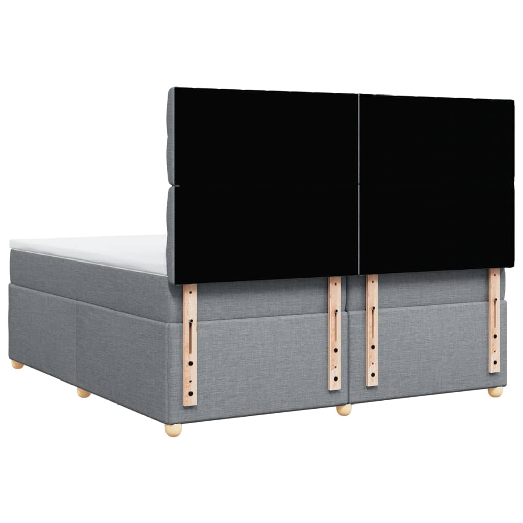 vidaXL Κρεβάτι Boxspring με Στρώμα Ανοιχτό Γκρι 200x200 εκ. Υφασμάτινο