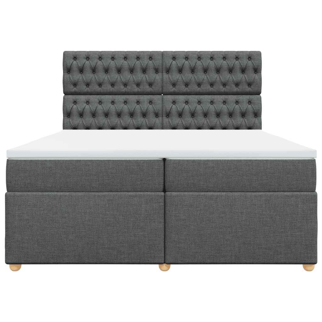 vidaXL Κρεβάτι Boxspring με Στρώμα Σκούρο Γκρι 200x200 εκ. Υφασμάτινο