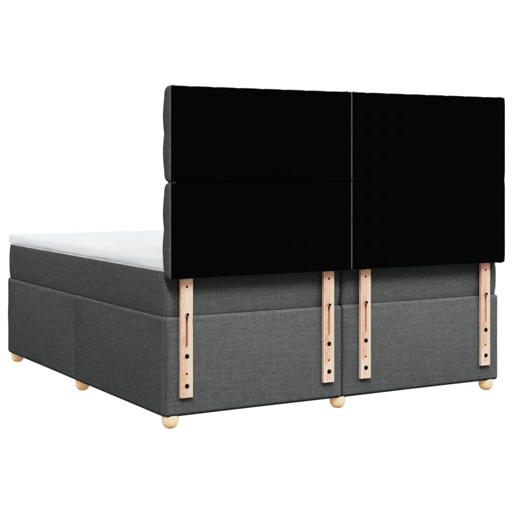 vidaXL Κρεβάτι Boxspring με Στρώμα Σκούρο Γκρι 200x200 εκ. Υφασμάτινο