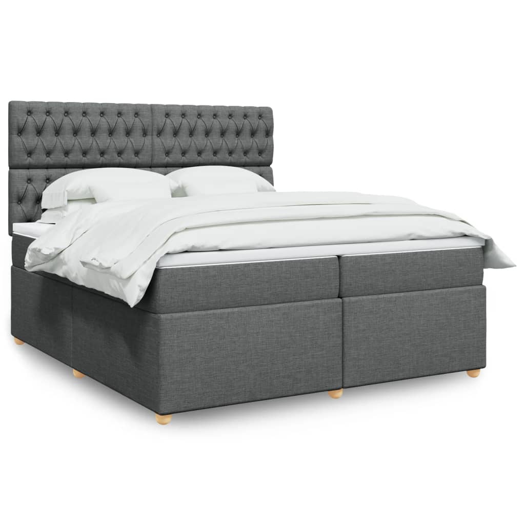 vidaXL Κρεβάτι Boxspring με Στρώμα Σκούρο Γκρι 200x200 εκ. Υφασμάτινο