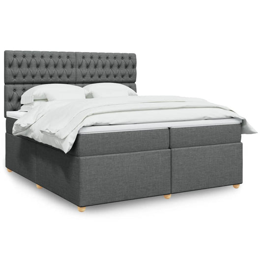 vidaXL Κρεβάτι Boxspring με Στρώμα Σκούρο Γκρι 200x200 εκ. Υφασμάτινο
