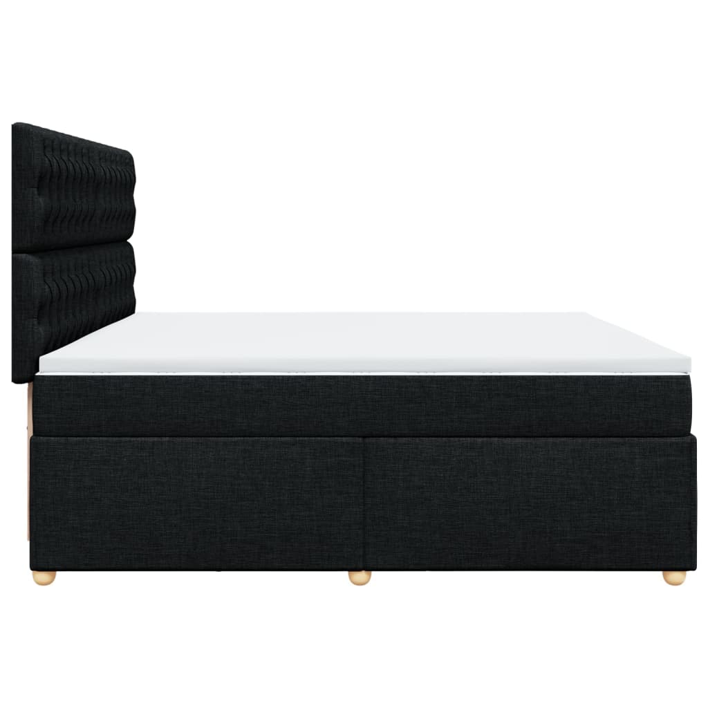 vidaXL Κρεβάτι Boxspring με Στρώμα Μαύρο 200x200 εκ. Υφασμάτινο