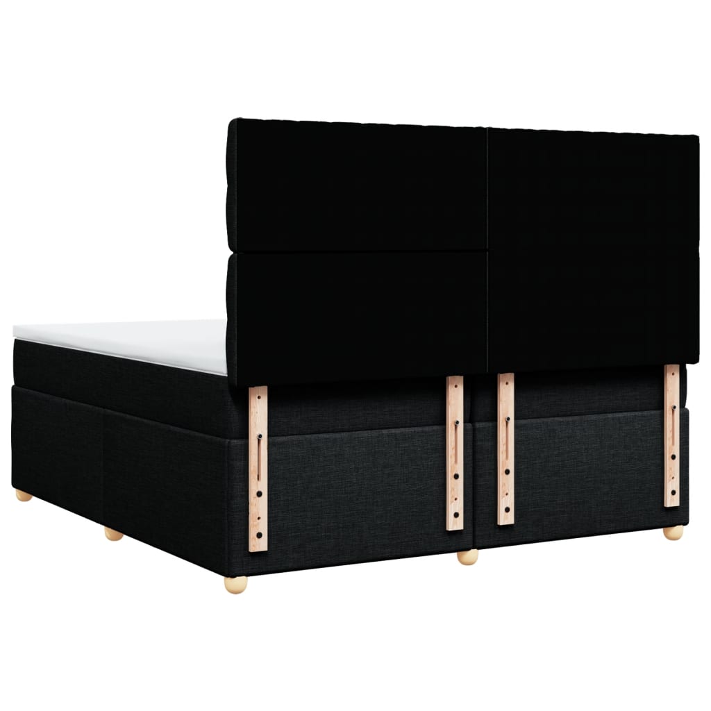 vidaXL Κρεβάτι Boxspring με Στρώμα Μαύρο 200x200 εκ. Υφασμάτινο