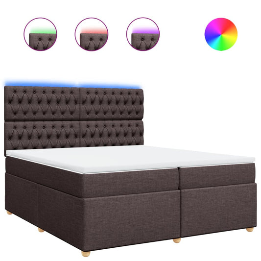 vidaXL Κρεβάτι Boxspring με Στρώμα Σκούρο Καφέ 200x200 εκ. Υφασμάτινο