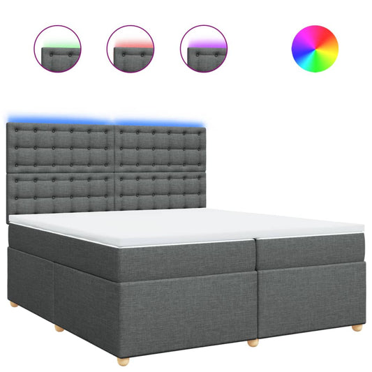 vidaXL Κρεβάτι Boxspring με Στρώμα Σκούρο Γκρι 200x200 εκ. Υφασμάτινο