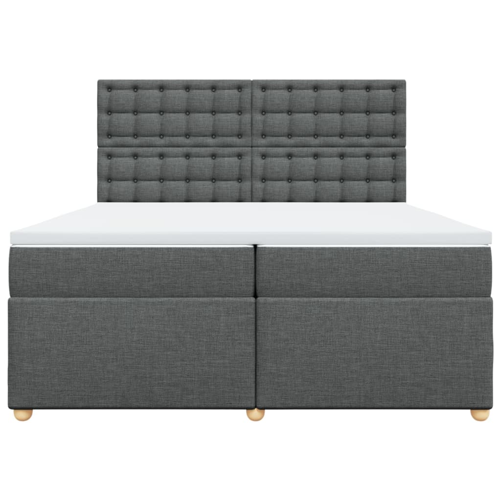 vidaXL Κρεβάτι Boxspring με Στρώμα Σκούρο Γκρι 200x200 εκ. Υφασμάτινο