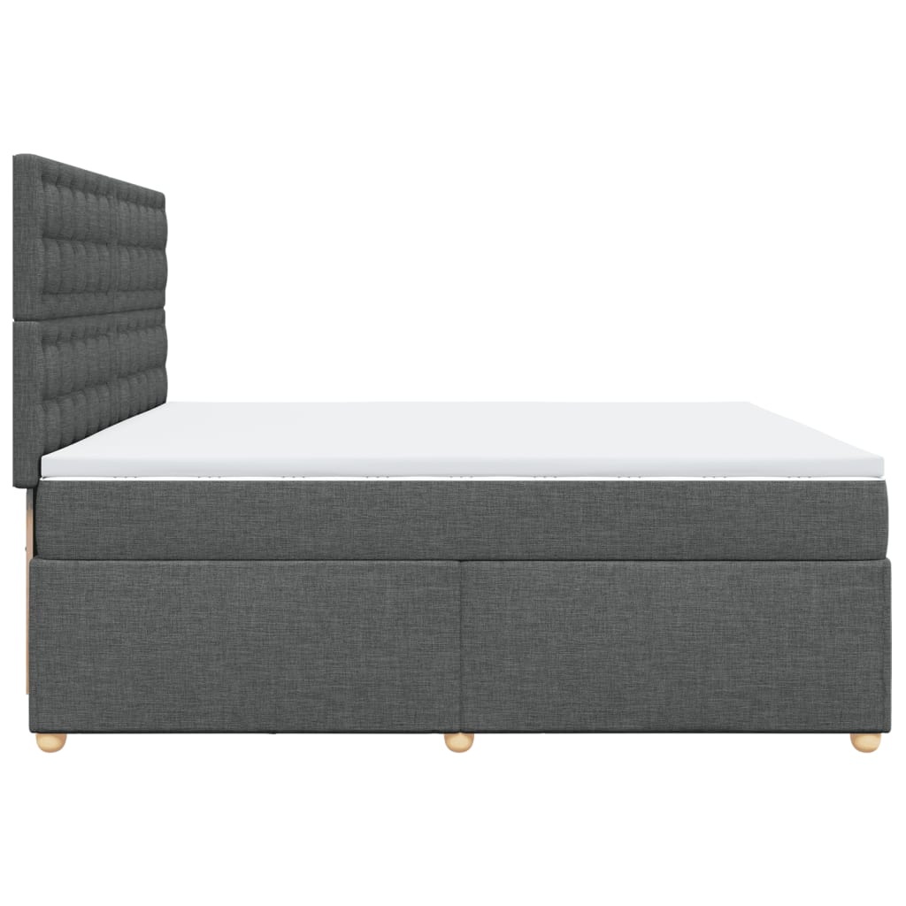 vidaXL Κρεβάτι Boxspring με Στρώμα Σκούρο Γκρι 200x200 εκ. Υφασμάτινο