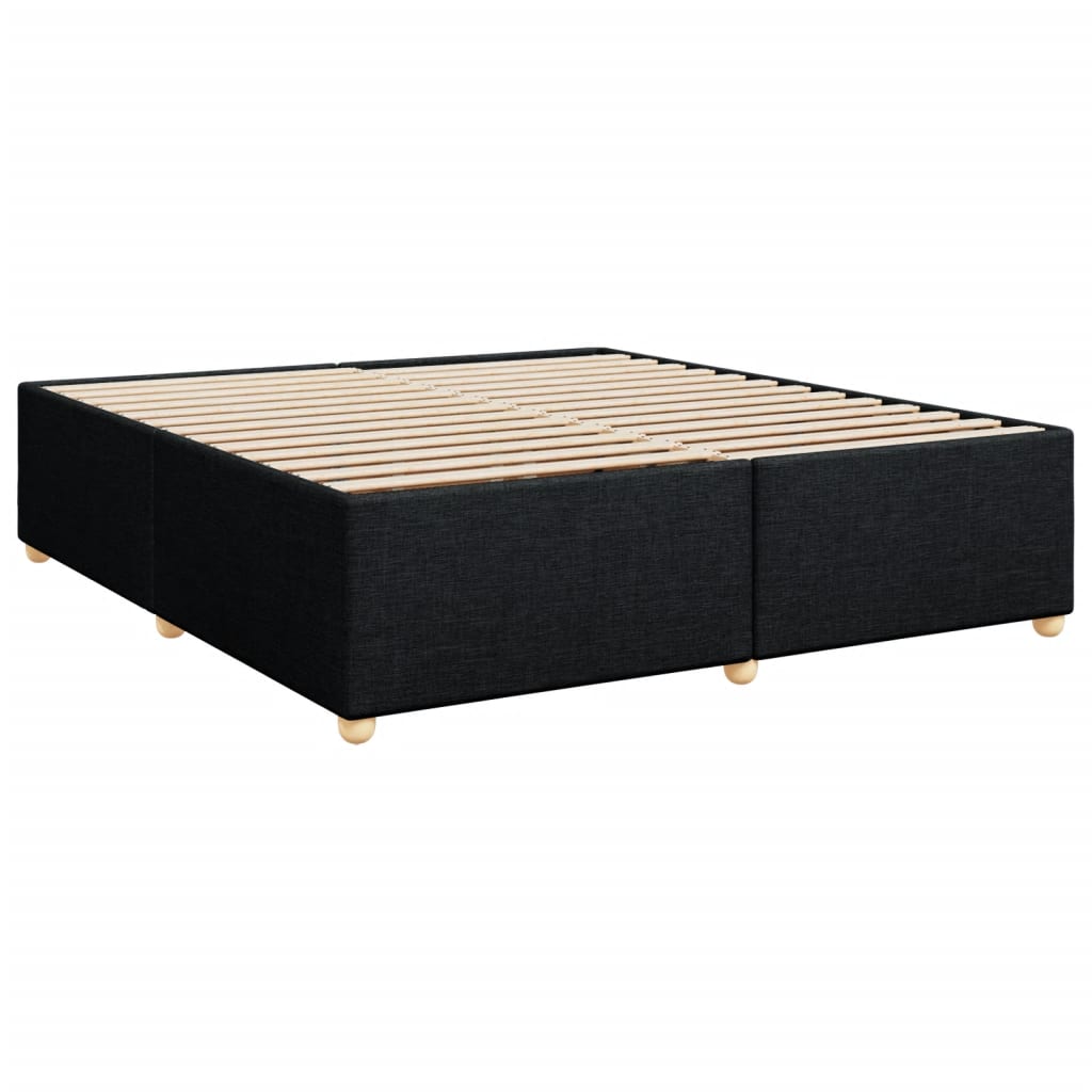 vidaXL Κρεβάτι Boxspring με Στρώμα Μαύρο 200x200 εκ. Υφασμάτινο
