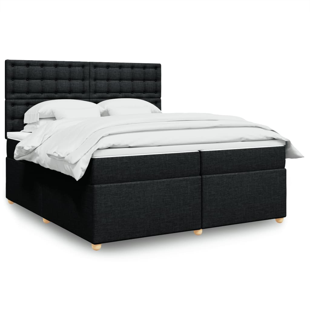 vidaXL Κρεβάτι Boxspring με Στρώμα Μαύρο 200x200 εκ. Υφασμάτινο