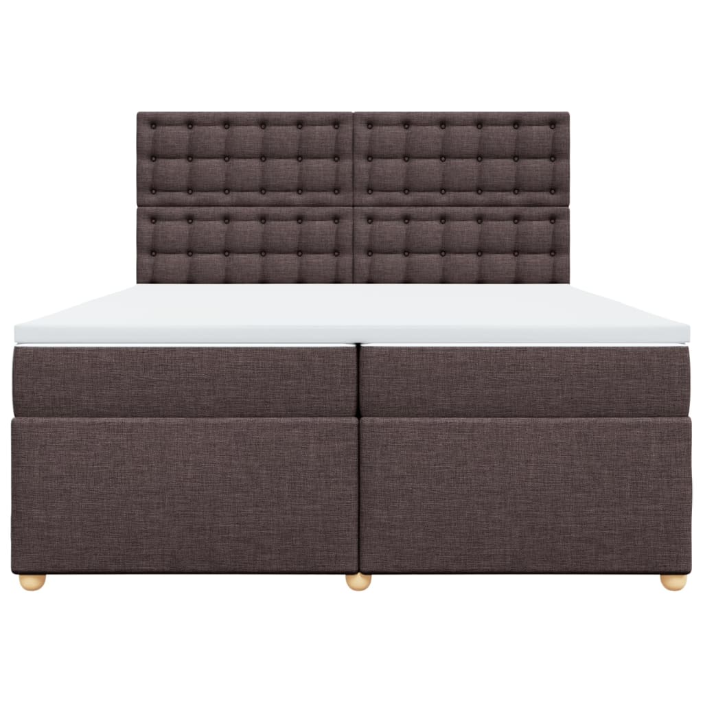 vidaXL Κρεβάτι Boxspring με Στρώμα Σκούρο Καφέ 200x200 εκ. Υφασμάτινο
