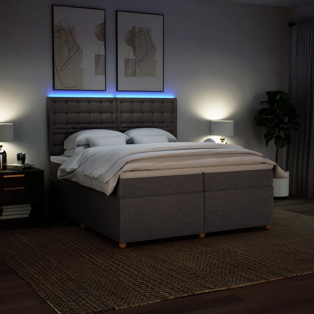 vidaXL Κρεβάτι Boxspring με Στρώμα Taupe 200x200 εκ. Υφασμάτινο