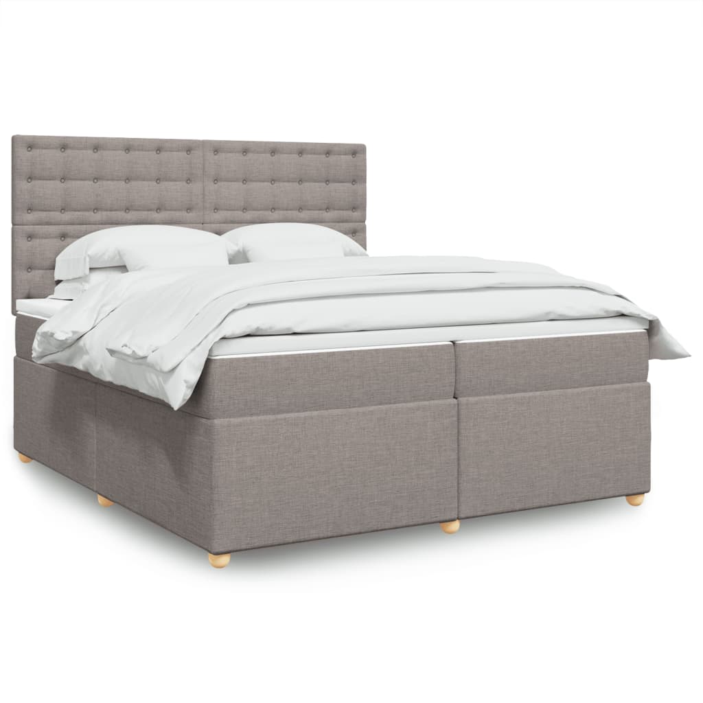 vidaXL Κρεβάτι Boxspring με Στρώμα Taupe 200x200 εκ. Υφασμάτινο