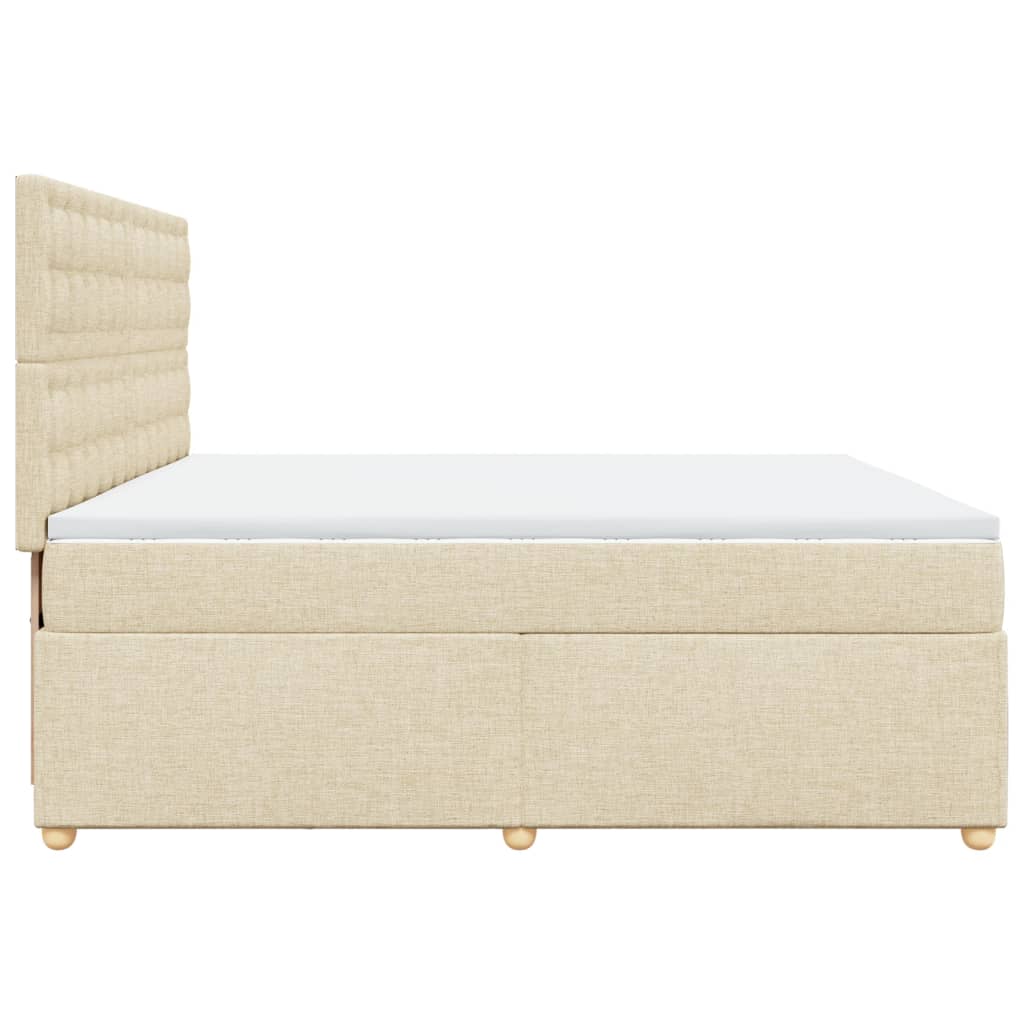 vidaXL Κρεβάτι Boxspring με Στρώμα Κρεμ 200x200 εκ. Υφασμάτινο