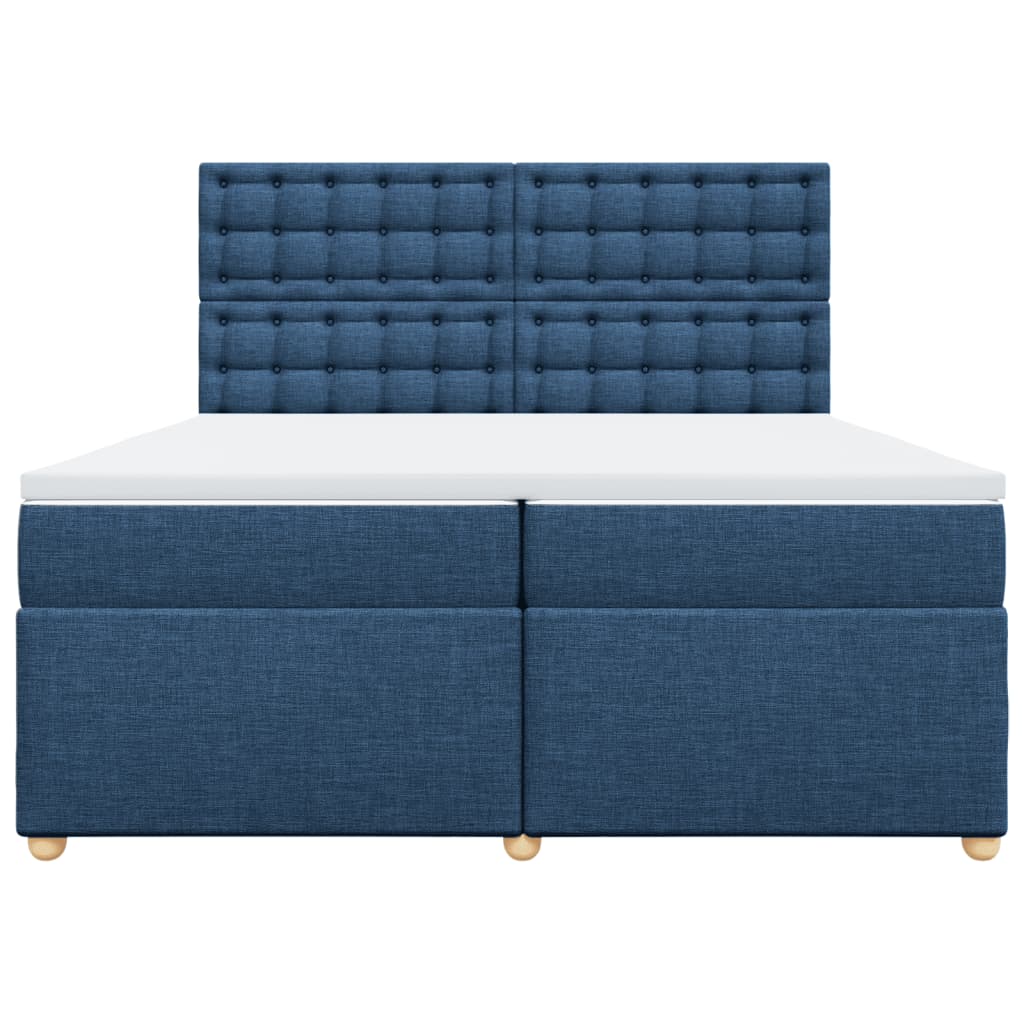 vidaXL Κρεβάτι Boxspring με Στρώμα Μπλε 200x200 εκ. Υφασμάτινο