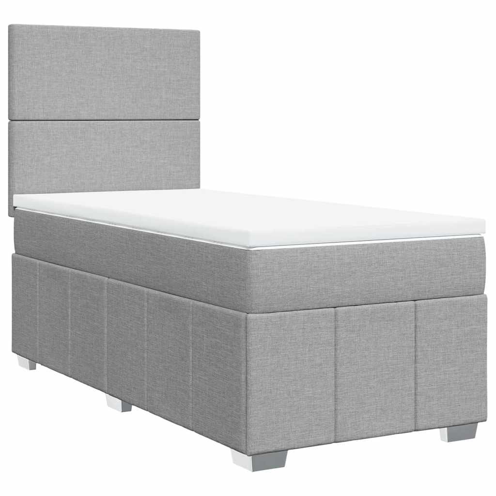 vidaXL Κρεβάτι Boxspring με Στρώμα Ανοιχτό Γκρι 80x200 εκ. Υφασμάτινο