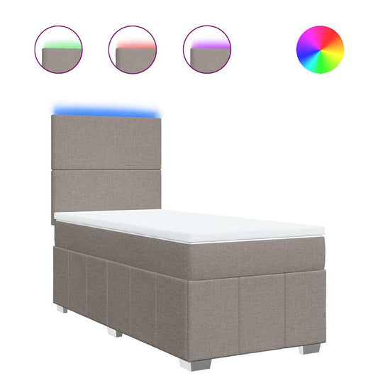 vidaXL Κρεβάτι Boxspring με Στρώμα Taupe 80x200 εκ. Υφασμάτινο