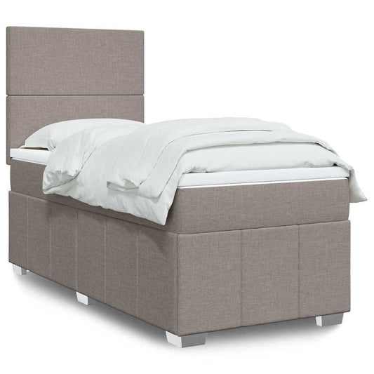 vidaXL Κρεβάτι Boxspring με Στρώμα Taupe 80x200 εκ. Υφασμάτινο