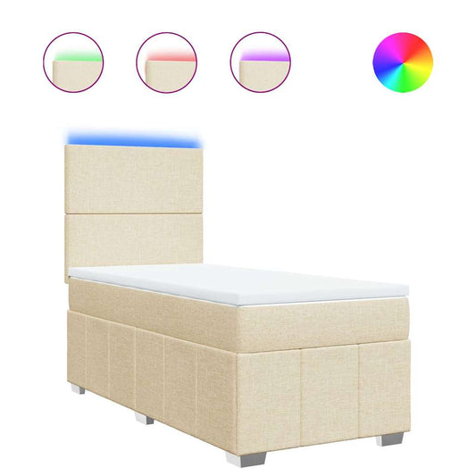 vidaXL Κρεβάτι Boxspring με Στρώμα Κρεμ 80 x 200 εκ. Υφασμάτινο