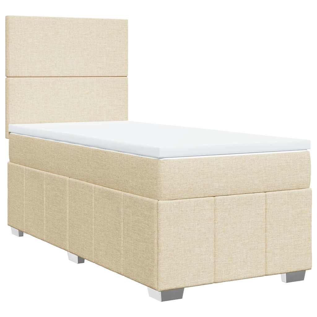 vidaXL Κρεβάτι Boxspring με Στρώμα Κρεμ 80 x 200 εκ. Υφασμάτινο