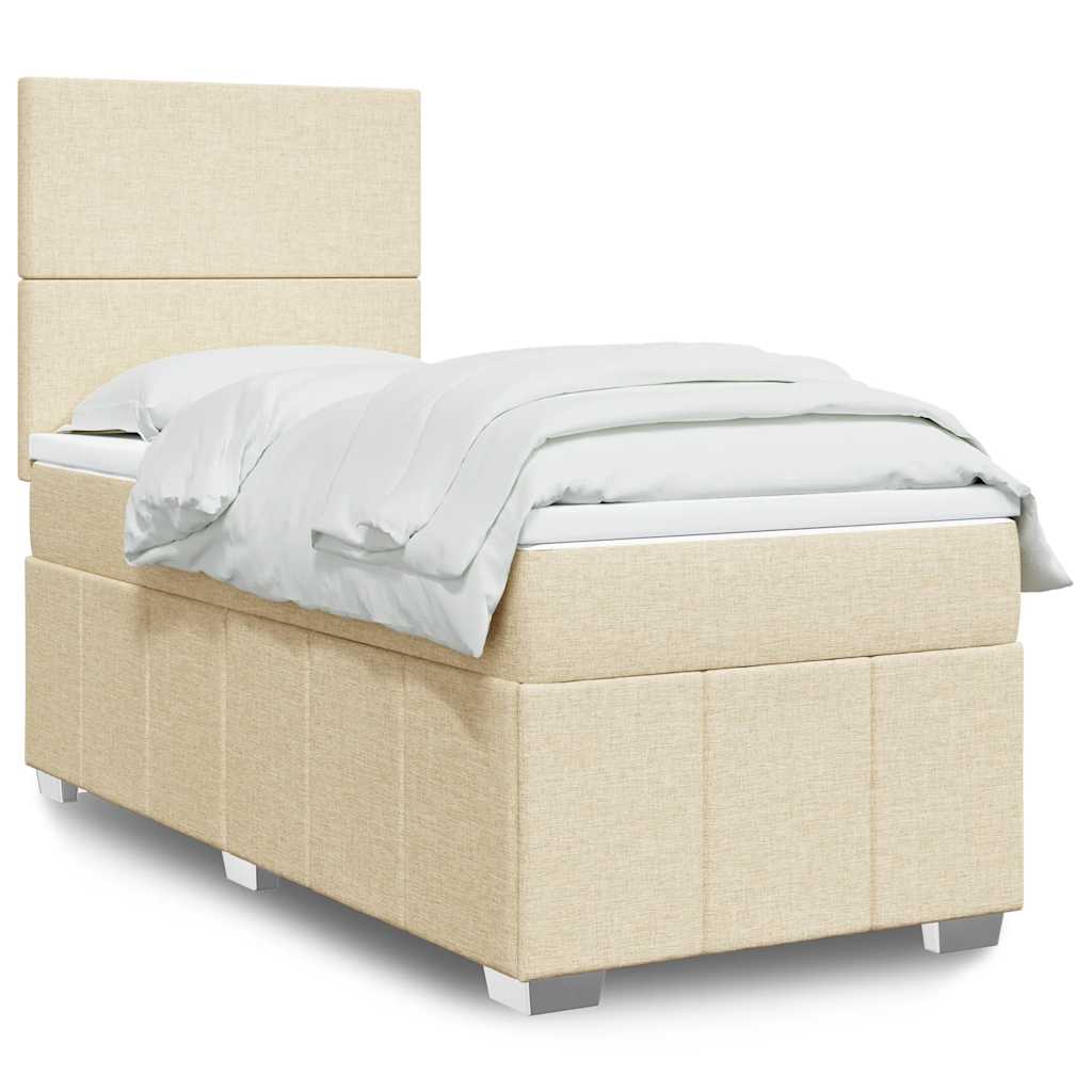 vidaXL Κρεβάτι Boxspring με Στρώμα Κρεμ 80 x 200 εκ. Υφασμάτινο