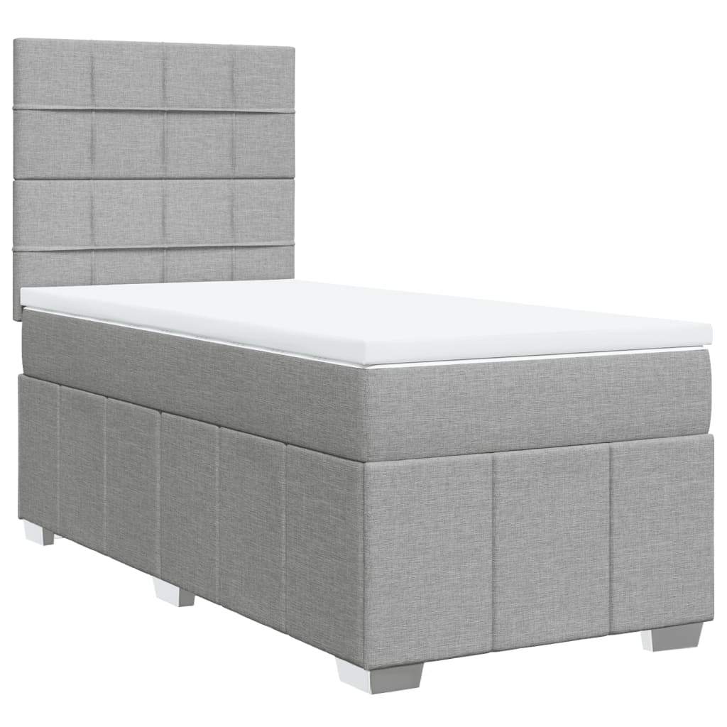 vidaXL Κρεβάτι Boxspring με Στρώμα Ανοιχτό Γκρι 80x200 εκ. Υφασμάτινο
