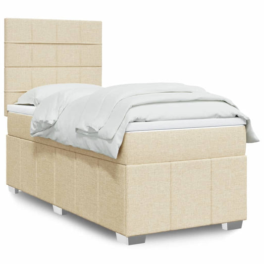 vidaXL Κρεβάτι Boxspring με Στρώμα Κρεμ 80 x 200 εκ. Υφασμάτινο